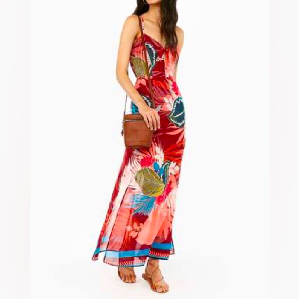 Express Floral cut out tie front maxi Sz L